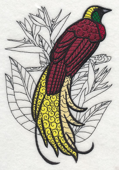 Bird of Paradise with Flowers (Blackwork)