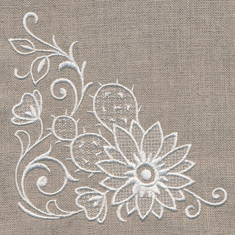 Exquisite Southwestern Corner (Whitework)