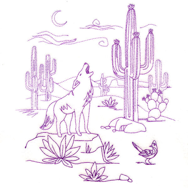 Howling Coyote Desert Scene