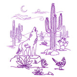 Howling Coyote Desert Scene