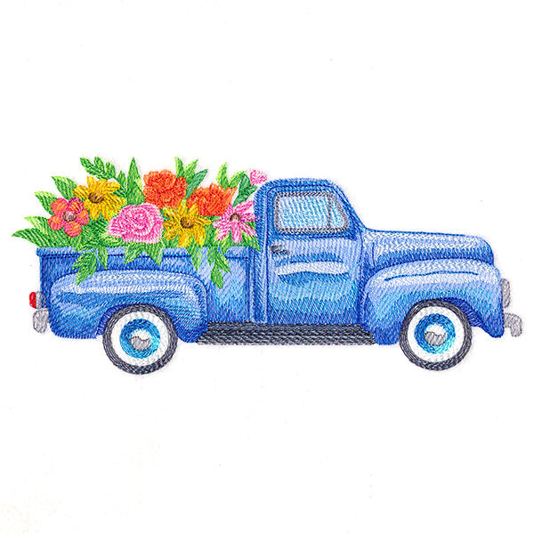 Floral Retro Truck in Watercolor
