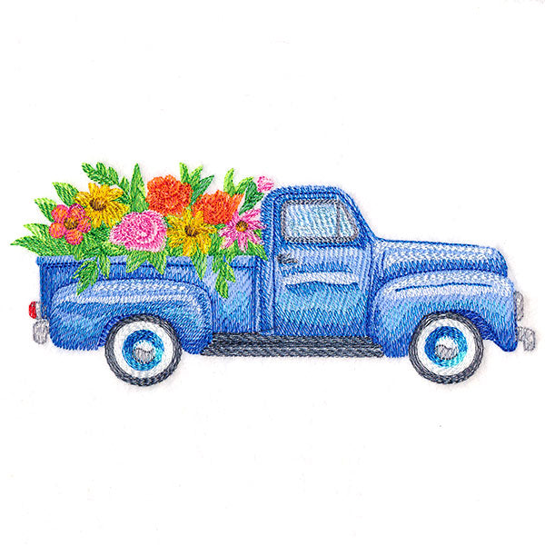 Floral Retro Truck in Watercolor