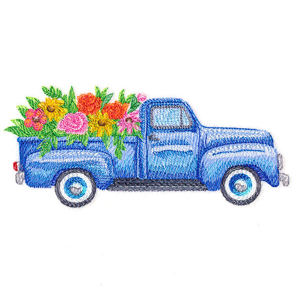 Floral Retro Truck in Watercolor