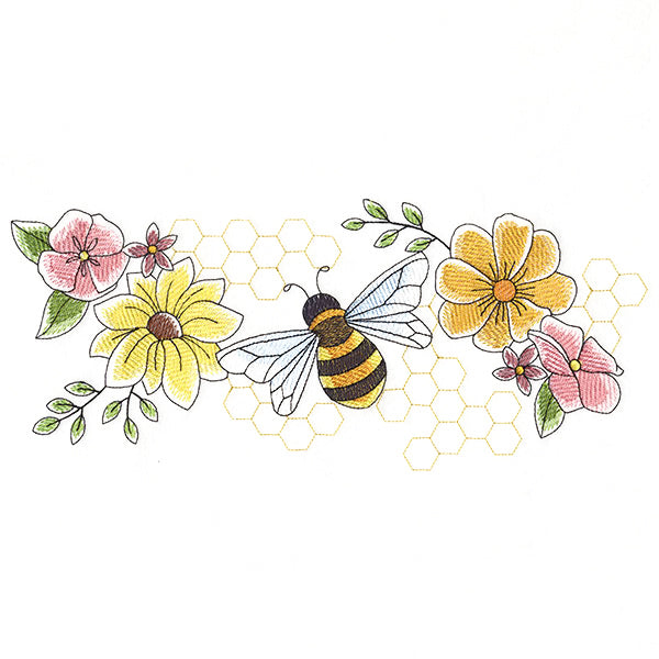 Buzzing Bee and Blooms Border