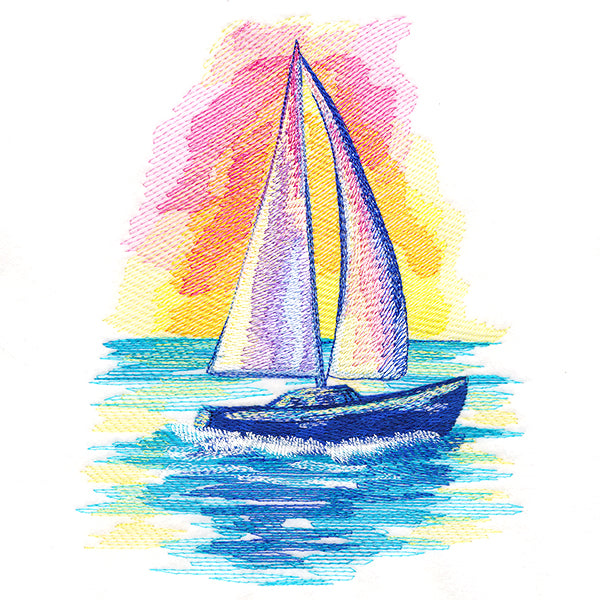 Nautical Dreams Sailboat in Watercolor