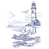 Classic Beach Scene - Lighthouse (Bluework)