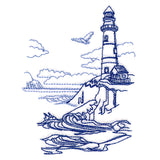 Classic Beach Scene - Lighthouse (Bluework)