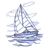 Classic Beach Scene - Sailboat (Bluework)