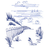 Classic Beach Scene - Ocean Views (Bluework)