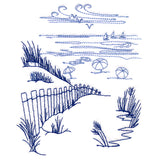 Classic Beach Scene - Ocean Views (Bluework)
