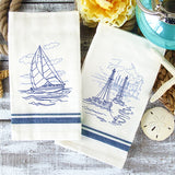 Classic Beach Scene - Harbor (Bluework)