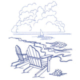 Classic Beach Scene - Adirondack Chairs (Bluework)
