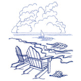 Classic Beach Scene - Adirondack Chairs (Bluework)