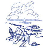Classic Beach Scene - Adirondack Chairs (Bluework)