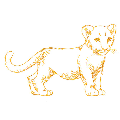 Charming Baby Lion Etching