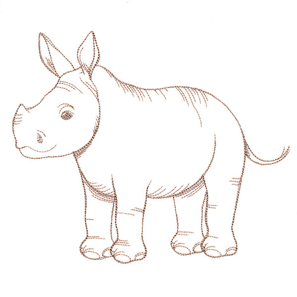 Adorable Baby Rhino Etching
