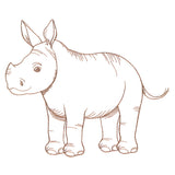 Adorable Baby Rhino Etching