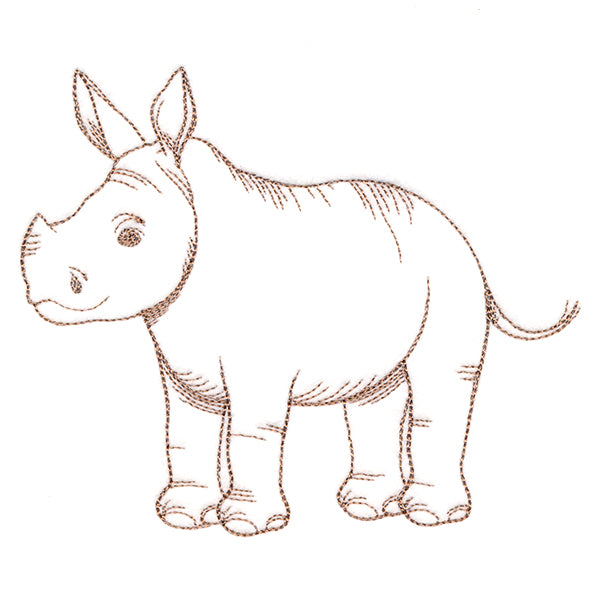 Adorable Baby Rhino Etching