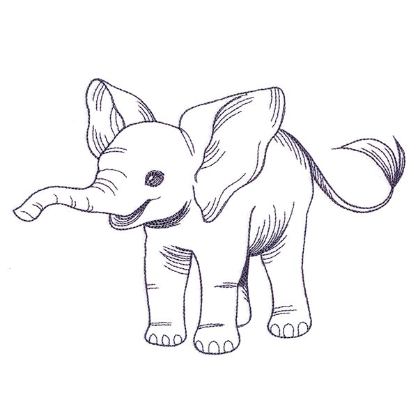 Delightful Baby Elephant Etching