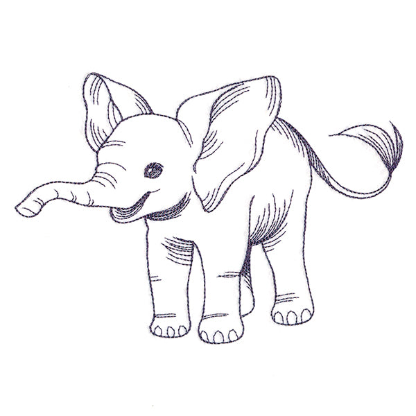 Delightful Baby Elephant Etching