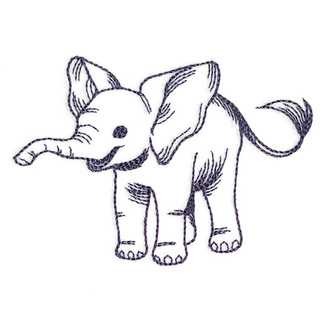 Delightful Baby Elephant Etching