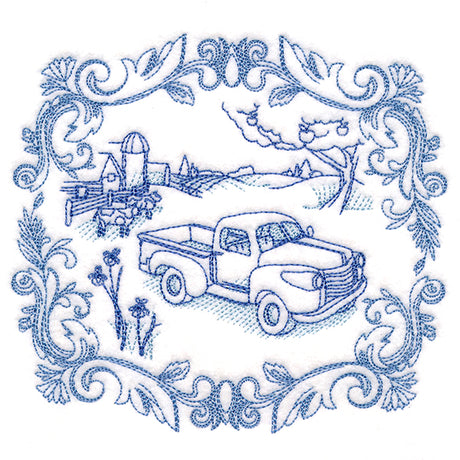 Countryside Farm Scene - Retro Truck