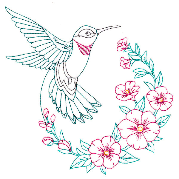 Hollyhock Blooms Hummingbird