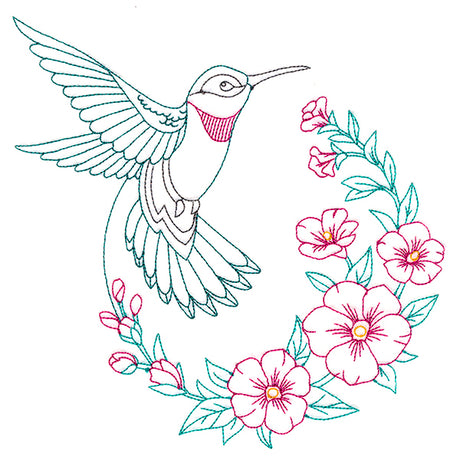 Hollyhock Blooms Hummingbird