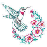 Hollyhock Blooms Hummingbird