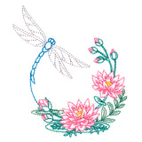 Water Lily Blooms Dragonfly