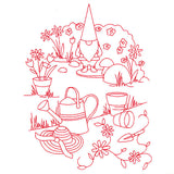 Classic Garden Scene - Gnome (Redwork)
