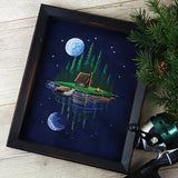 Moonlit Lakeside Cabin Scene