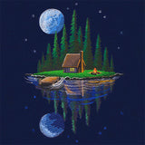 Moonlit Lakeside Cabin Scene