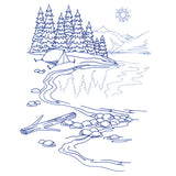 Classic Camping Scene - Lakeside (Bluework)