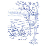 Classic Camping Scene - Bonfire (Bluework)