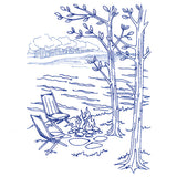 Classic Camping Scene - Bonfire (Bluework)