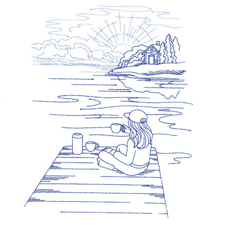 Classic Camping Scene - Dock (Bluework)