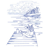 Classic Camping Scene - Dock (Bluework)