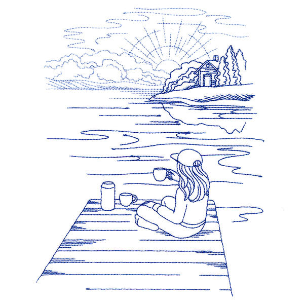 Classic Camping Scene - Dock (Bluework)