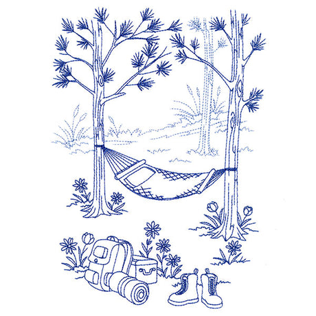 Classic Camping Scene - Hammock (Bluework)