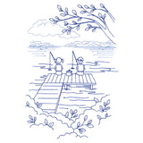 Classic Camping Scene - Fishing (Bluework)