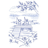 Classic Camping Scene - Fishing (Bluework)