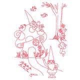Magical Gnome Scene - Resting at Home (Redwork)