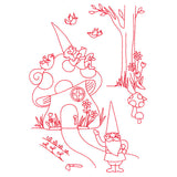 Magical Gnome Scene - Resting at Home (Redwork)