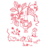Magical Gnome Scene - Picking Strawberries (Redwork)