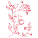 Magical Gnome Scene - Swinging (Redwork)