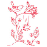 Magical Gnome Scene - Swinging (Redwork)