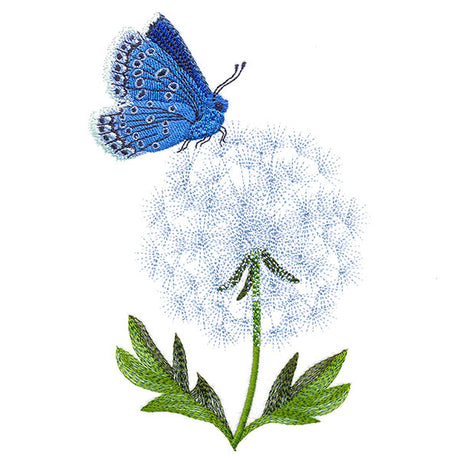 Blue Butterfly with Dandelion