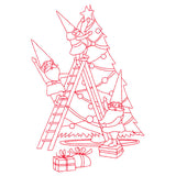 Gnome For The Holidays - Decorating (Redwork)