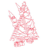 Gnome For The Holidays - Decorating (Redwork)